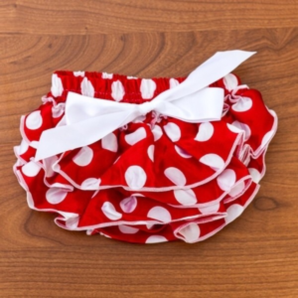 Red Polka Dot Ruffled Bow Bloomers